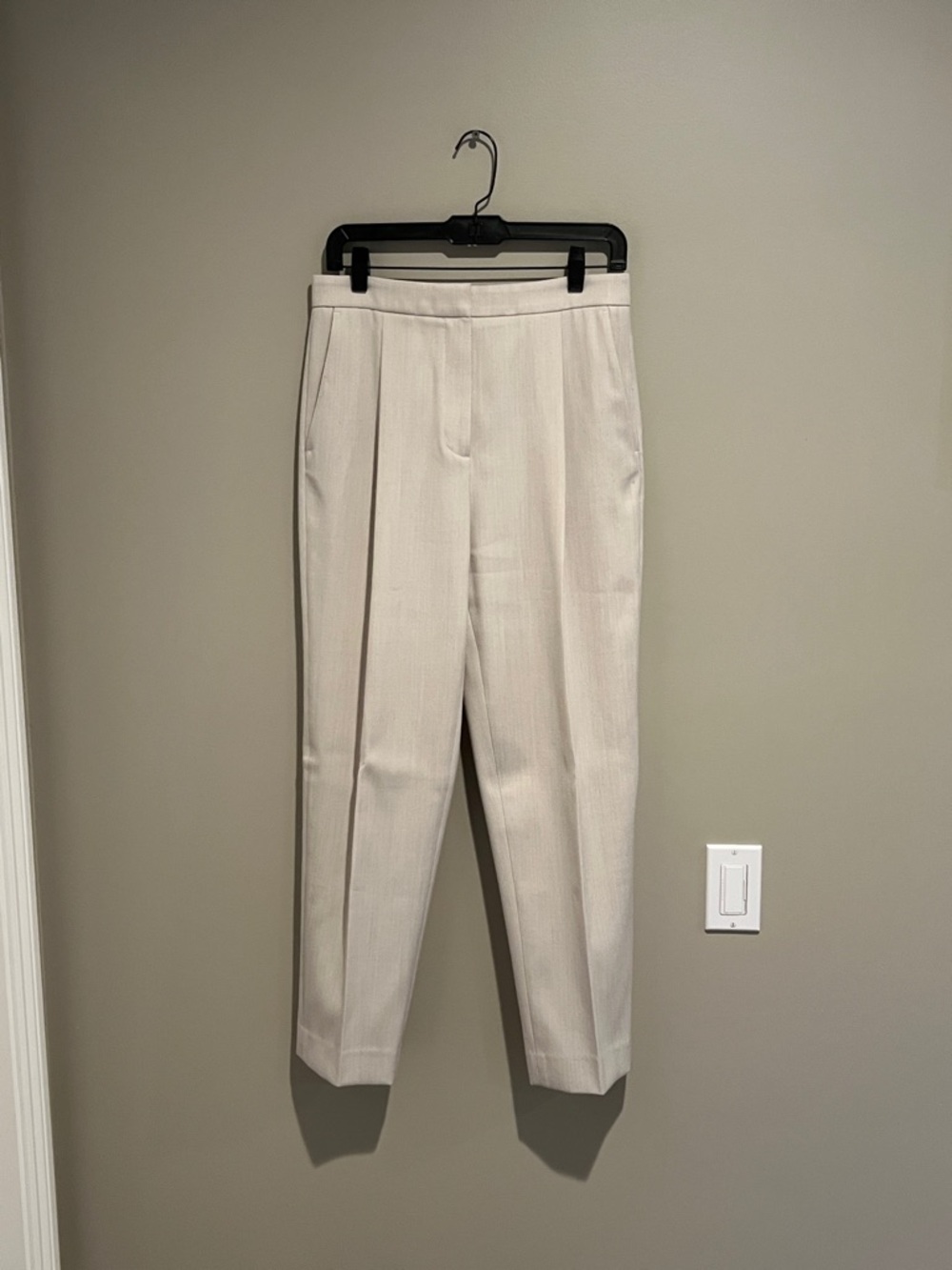 Tailored Cream High-Waist Pleated Trousers